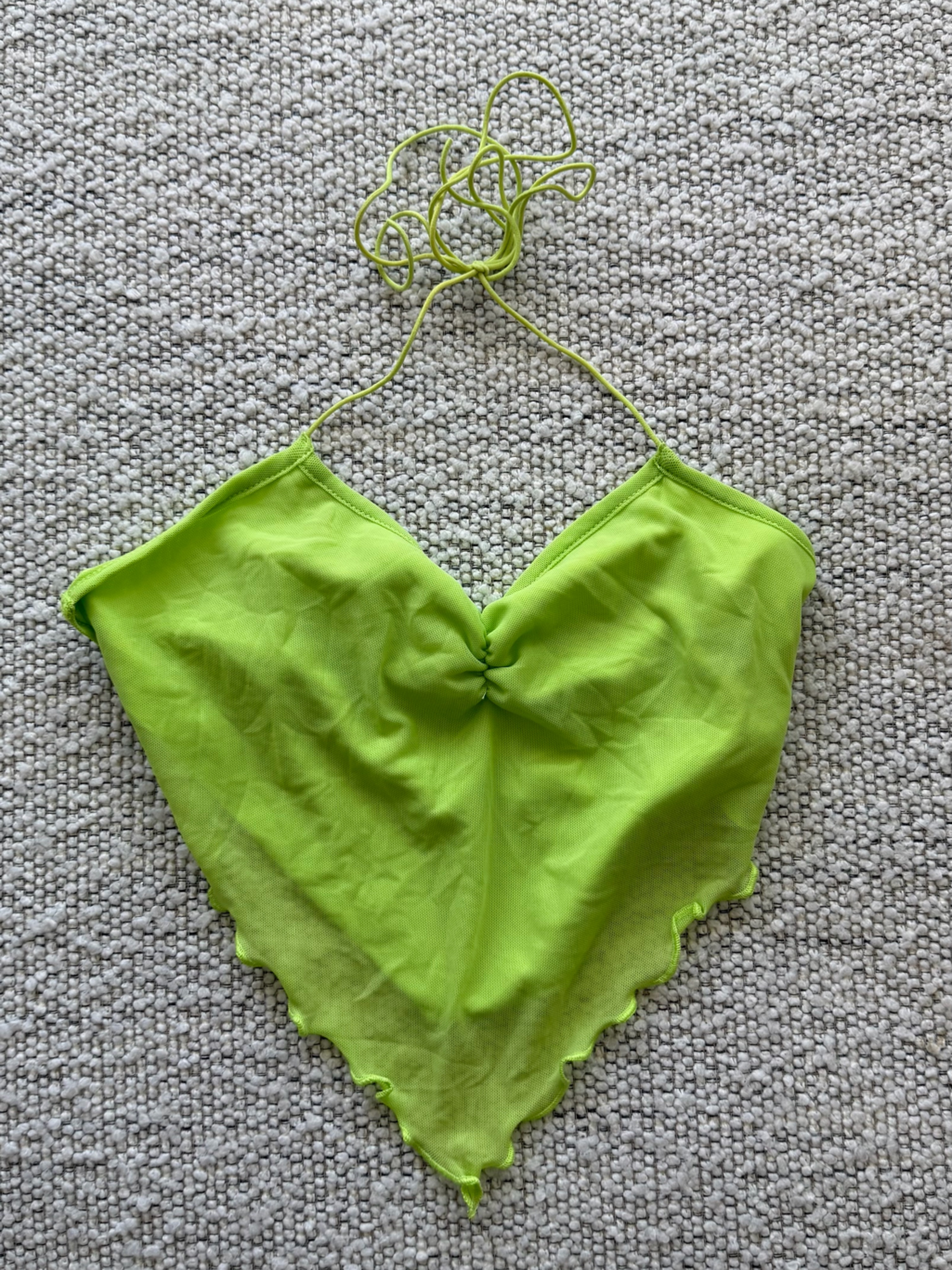 Lime Green Spaghetti Strap Crop Top